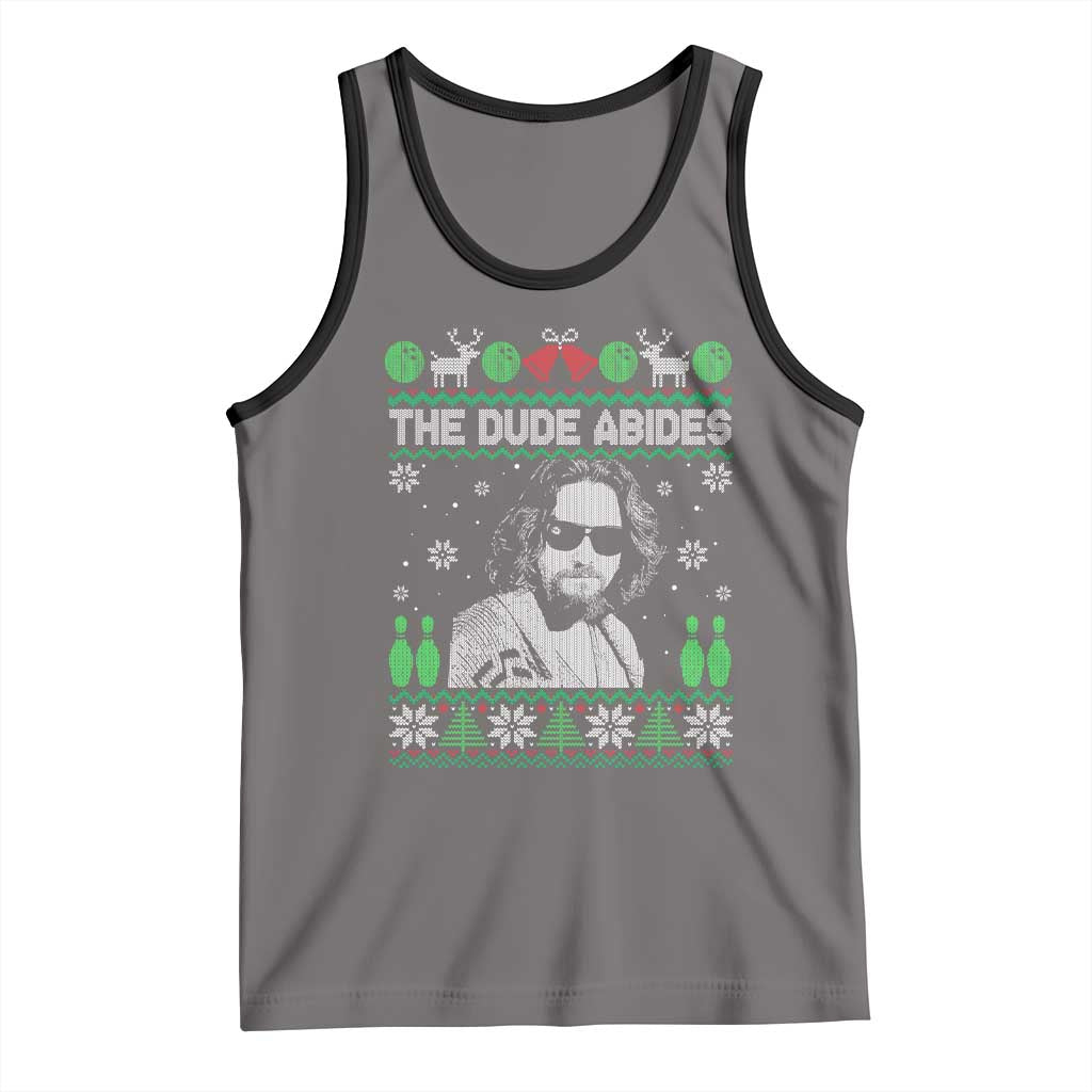 The Dude Abides Christmas Bowling Tank Top Funny Bowling Movie TS11 Deep Heather Black Print Your Wear