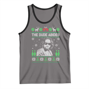 The Dude Abides Christmas Bowling Tank Top Funny Bowling Movie TS11 Deep Heather Black Print Your Wear