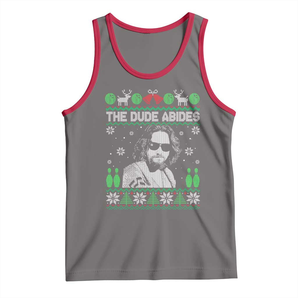 The Dude Abides Christmas Bowling Tank Top Funny Bowling Movie TS11 Deep Heather Red Print Your Wear