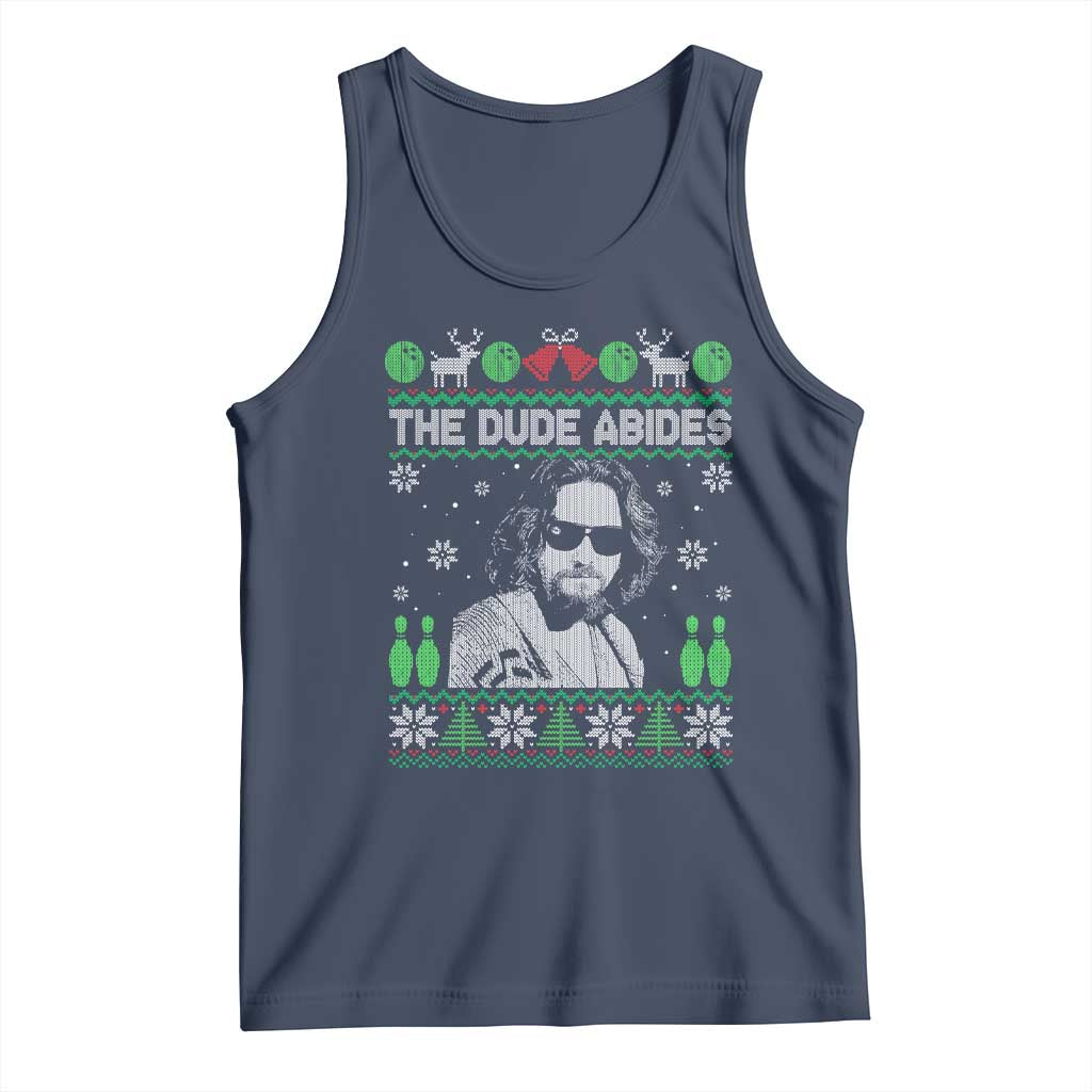 The Dude Abides Christmas Bowling Tank Top Funny Bowling Movie TS11 Navy Print Your Wear