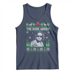 The Dude Abides Christmas Bowling Tank Top Funny Bowling Movie TS11 Navy Print Your Wear