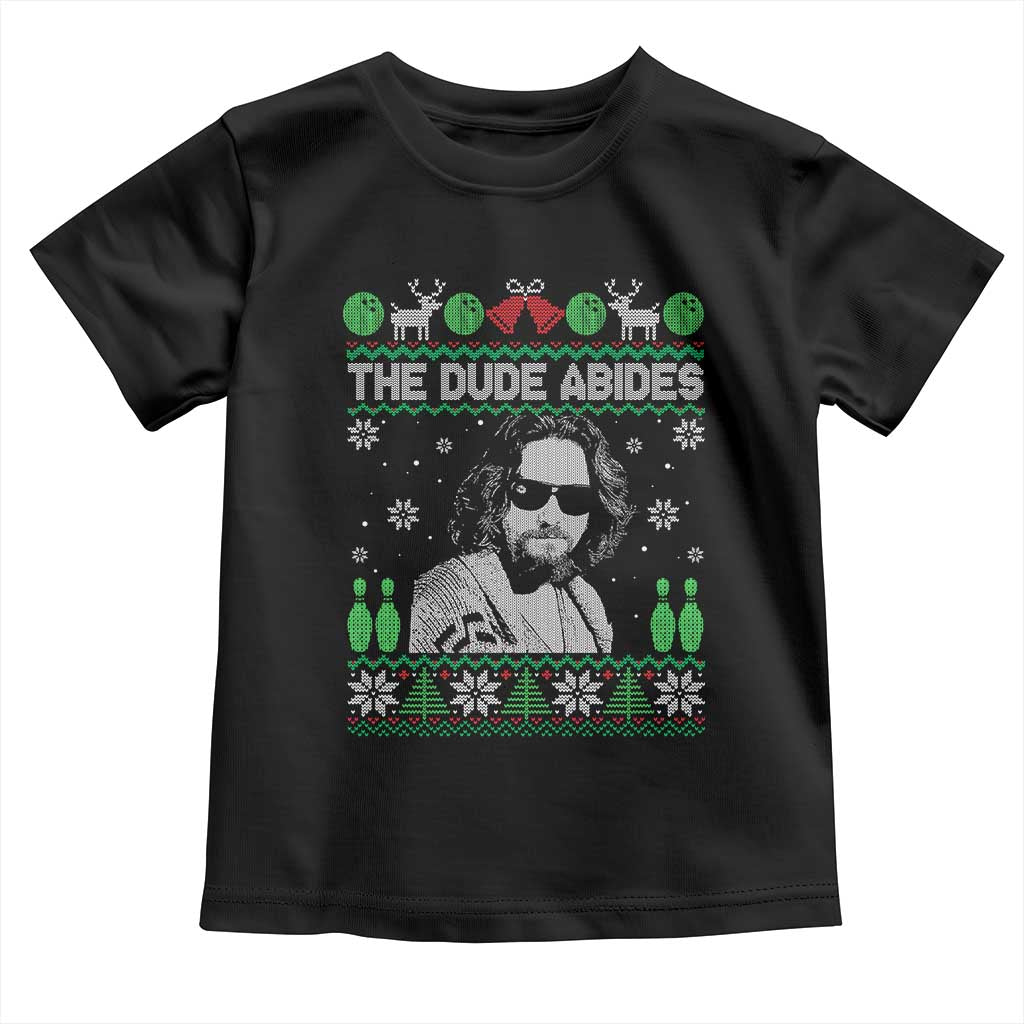 The Dude Abides Christmas Bowling Toddler T Shirt Funny Bowling Movie TS11 Black Print Your Wear