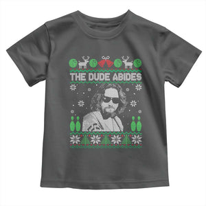 The Dude Abides Christmas Bowling Toddler T Shirt Funny Bowling Movie TS11 Dark Heather Print Your Wear