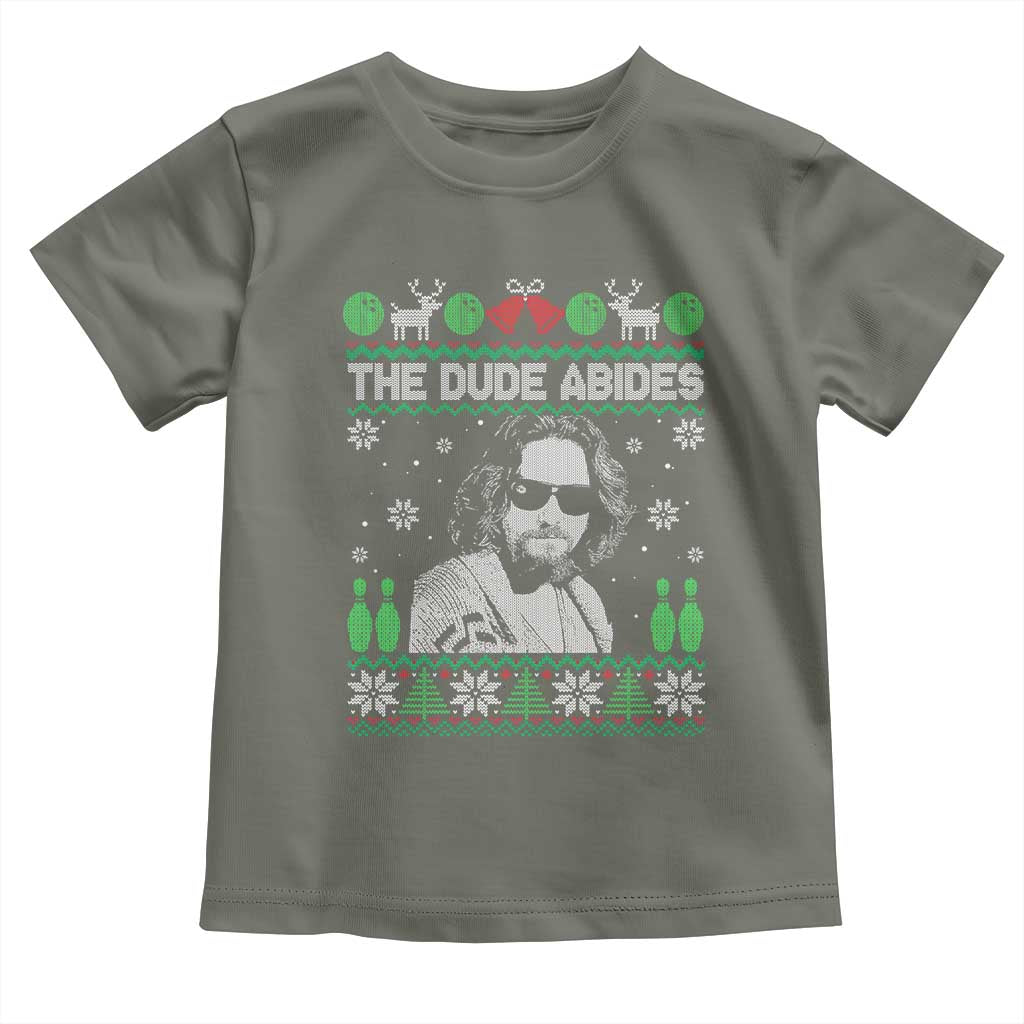The Dude Abides Christmas Bowling Toddler T Shirt Funny Bowling Movie TS11 Military Green Print Your Wear