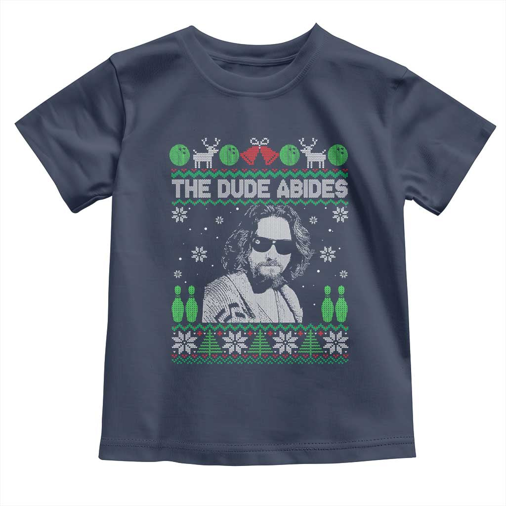 The Dude Abides Christmas Bowling Toddler T Shirt Funny Bowling Movie TS11 Navy Print Your Wear