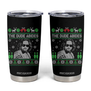 The Dude Abides Christmas Bowling Tumbler Cup Funny Bowling Movie TS11 Black Print Your Wear