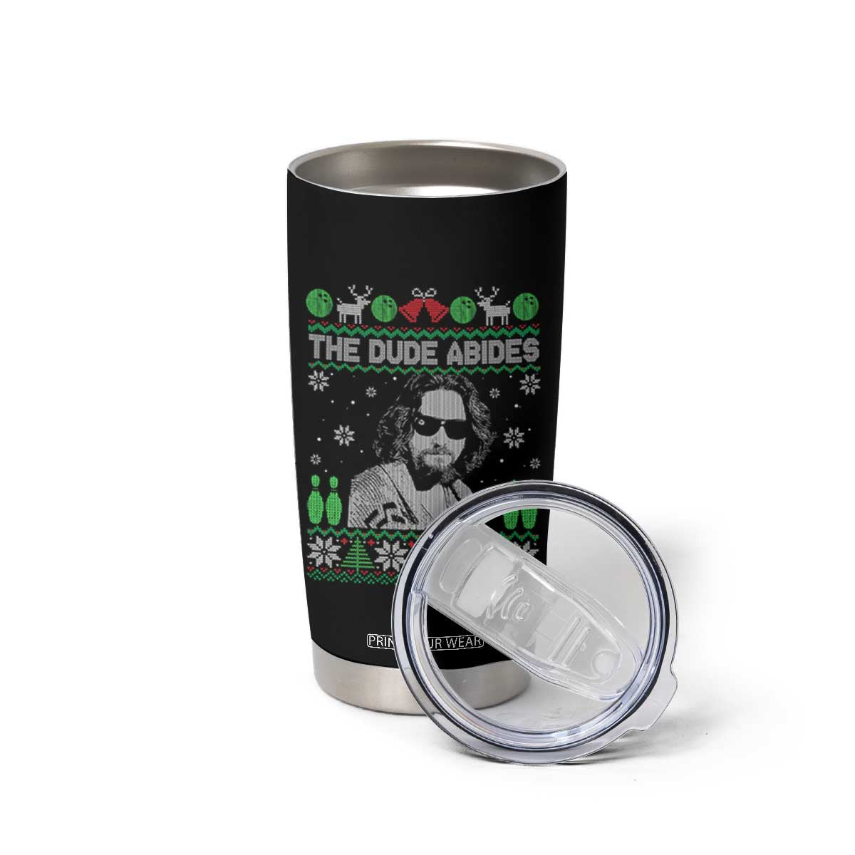 The Dude Abides Christmas Bowling Tumbler Cup Funny Bowling Movie - Print Your Wear