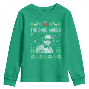 The Dude Abides Christmas Bowling Youth Sweatshirt Funny Bowling Movie TS11 Irish Green Print Your Wear