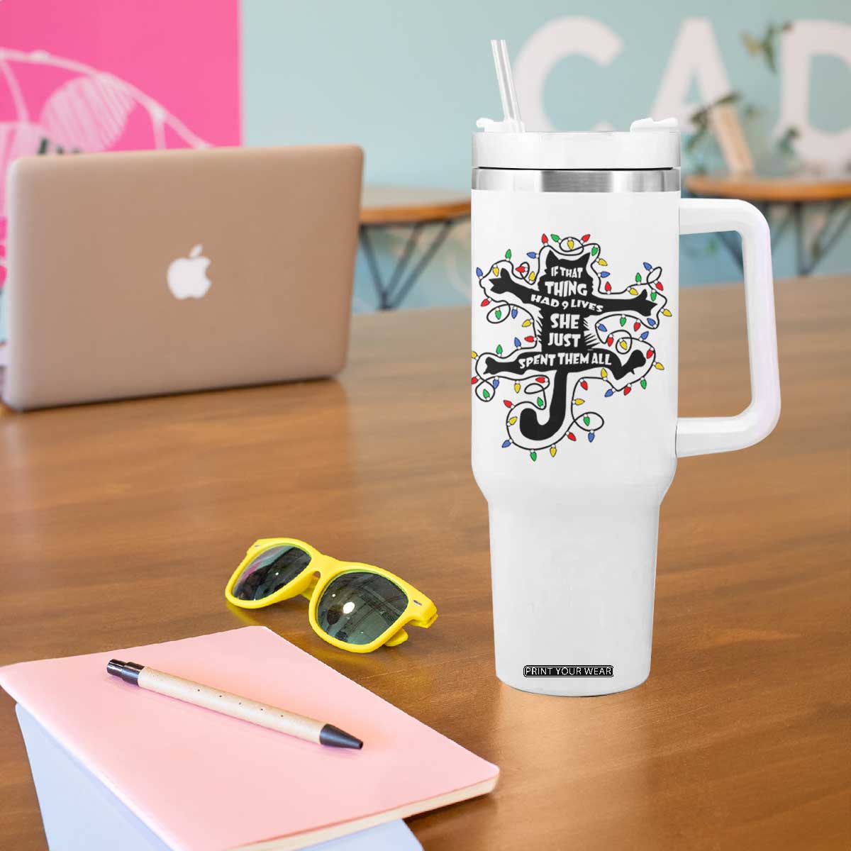 Christmas Movie Fried Pussy Cat Tumbler With Handle If That Thing Had 9 Lives She Just Spent Them All TS11 Print Your Wear