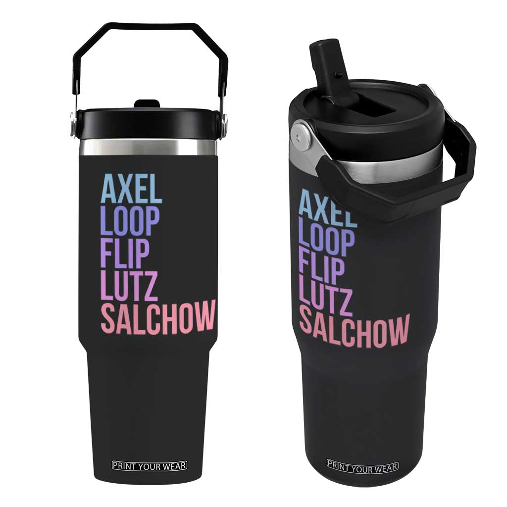 Figure Skating Lovers Flip Straw Tumbler Funny Axel Loop Flip Lutz Salchow TS11 One Size: 30 oz Black Print Your Wear