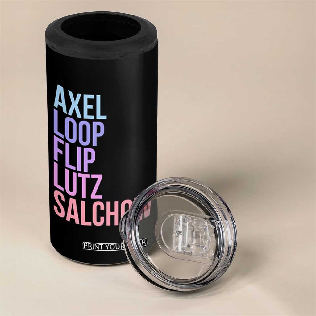 Figure Skating Lovers 4 in 1 Can Cooler Tumbler Funny Axel Loop Flip Lutz Salchow TS11 Print Your Wear
