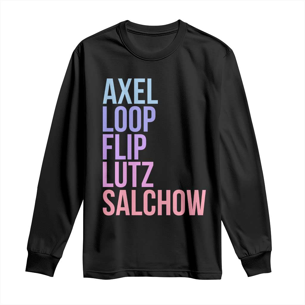 Figure Skating Lovers Long Sleeve Shirt Funny Axel Loop Flip Lutz Salchow TS11 Black Print Your Wear