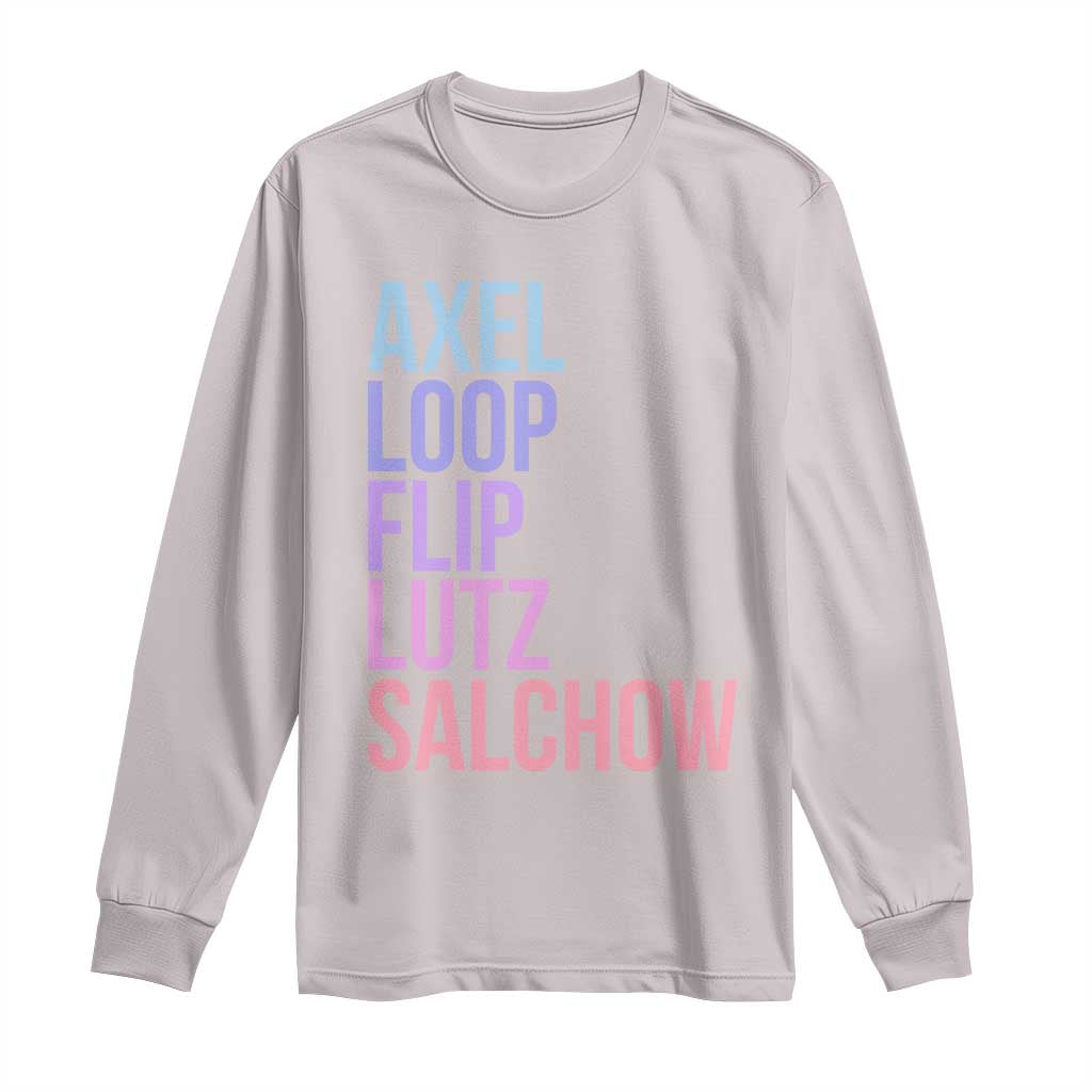 Figure Skating Lovers Long Sleeve Shirt Funny Axel Loop Flip Lutz Salchow TS11 Ice Gray Print Your Wear