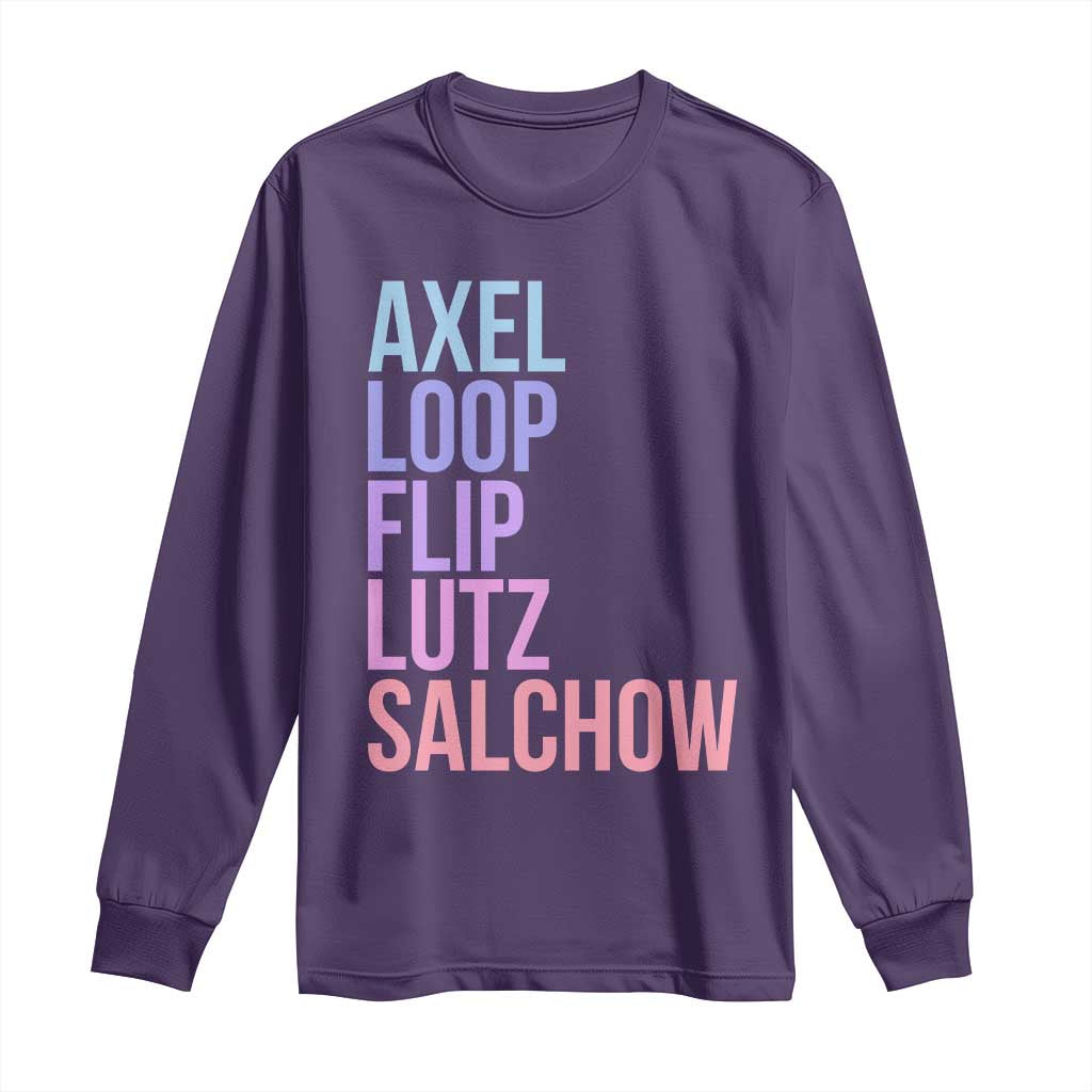 Figure Skating Lovers Long Sleeve Shirt Funny Axel Loop Flip Lutz Salchow TS11 Purple Print Your Wear