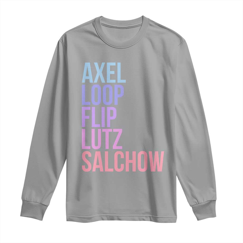 Figure Skating Lovers Long Sleeve Shirt Funny Axel Loop Flip Lutz Salchow TS11 Sport Gray Print Your Wear