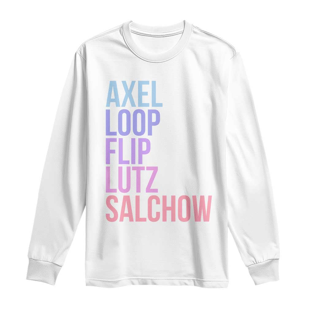 Figure Skating Lovers Long Sleeve Shirt Funny Axel Loop Flip Lutz Salchow TS11 White Print Your Wear
