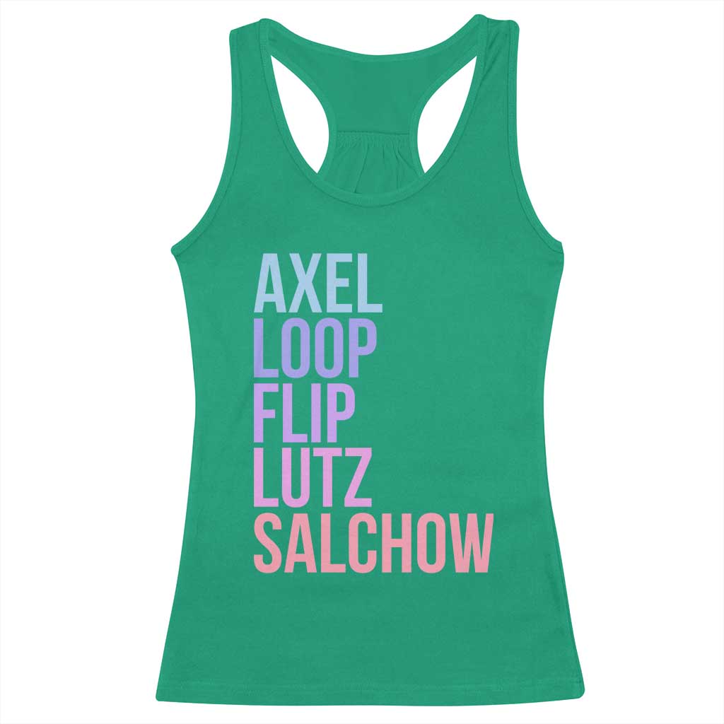 Figure Skating Lovers Racerback Tank Top Funny Axel Loop Flip Lutz Salchow TS11 Irish Green Print Your Wear