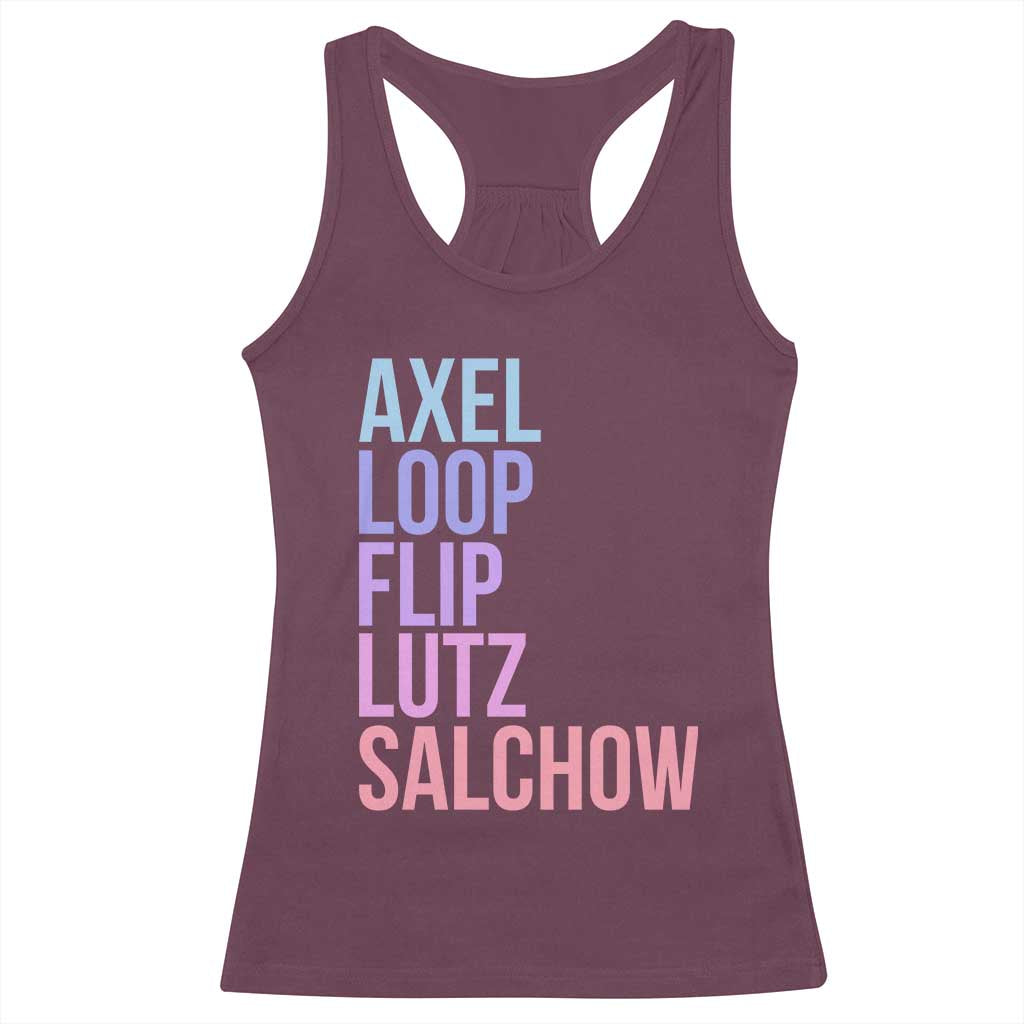 Figure Skating Lovers Racerback Tank Top Funny Axel Loop Flip Lutz Salchow TS11 Maroon Print Your Wear