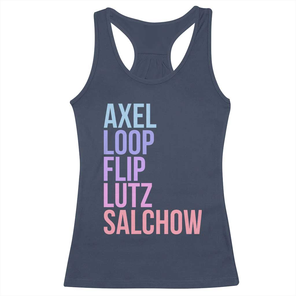 Figure Skating Lovers Racerback Tank Top Funny Axel Loop Flip Lutz Salchow TS11 Navy Print Your Wear