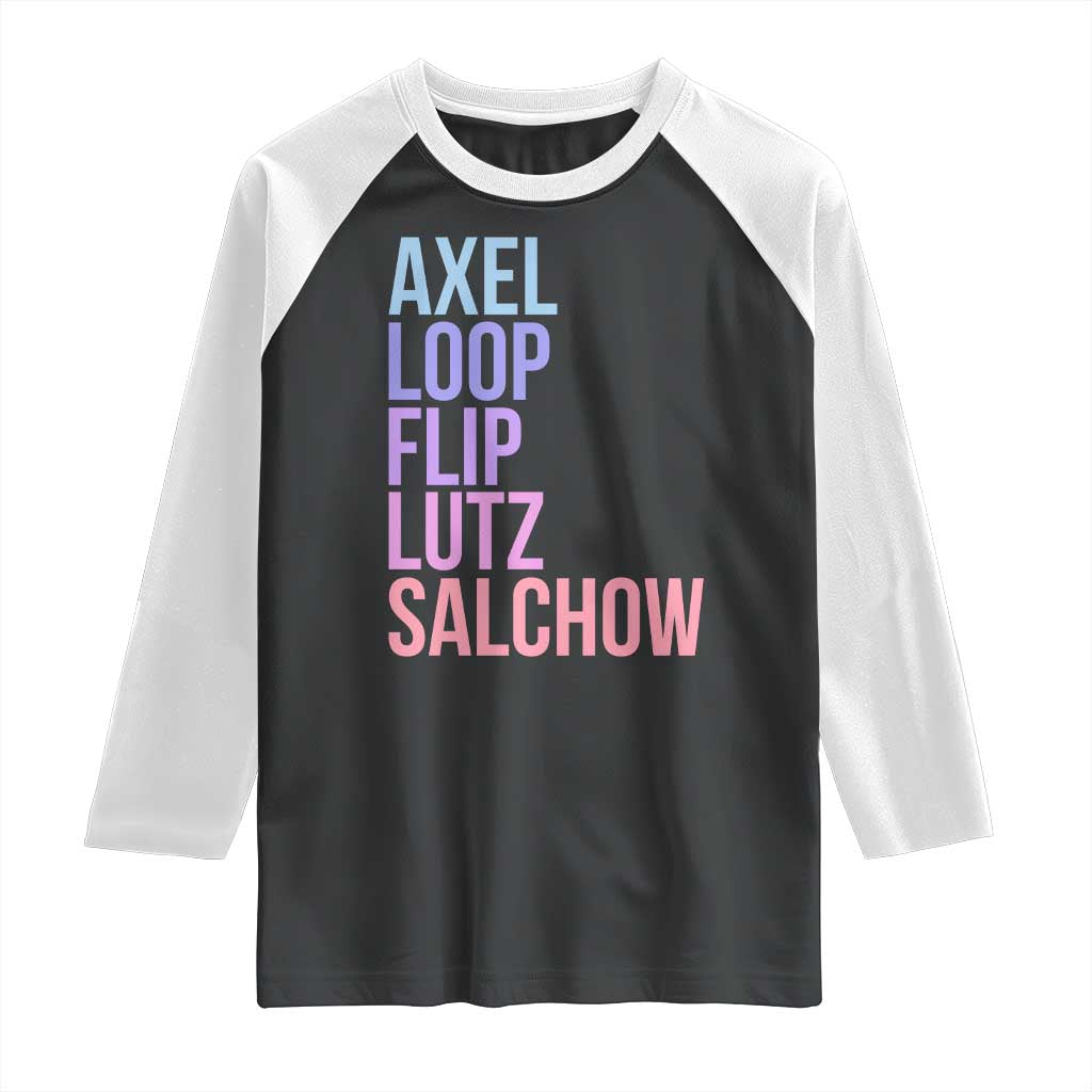 Figure Skating Lovers Raglan Shirt Funny Axel Loop Flip Lutz Salchow TS11 Black White Print Your Wear
