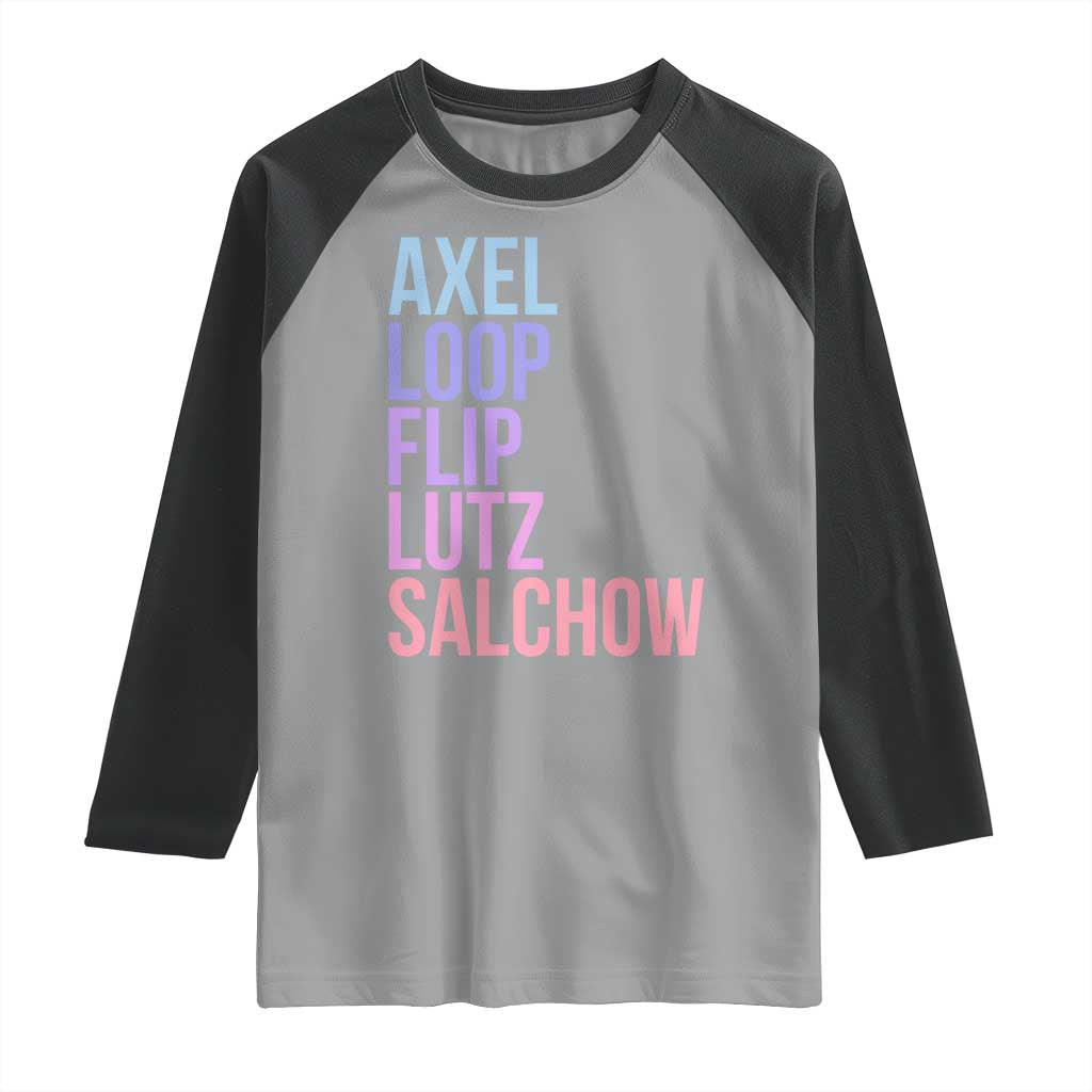 Figure Skating Lovers Raglan Shirt Funny Axel Loop Flip Lutz Salchow TS11 Sport Gray Black Print Your Wear