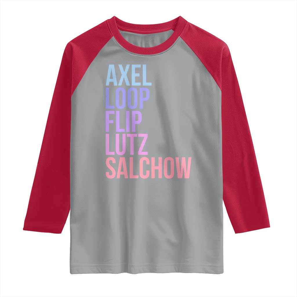 Figure Skating Lovers Raglan Shirt Funny Axel Loop Flip Lutz Salchow TS11 Sport Gray Red Print Your Wear