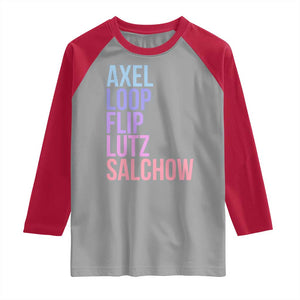 Figure Skating Lovers Raglan Shirt Funny Axel Loop Flip Lutz Salchow TS11 Sport Gray Red Print Your Wear