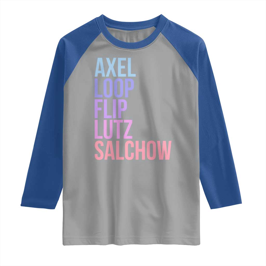 Figure Skating Lovers Raglan Shirt Funny Axel Loop Flip Lutz Salchow TS11 Sport Gray Royal Print Your Wear