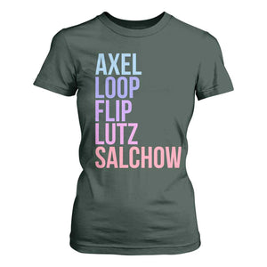 Figure Skating Lovers T Shirt For Women Funny Axel Loop Flip Lutz Salchow TS11 Dark Forest Green Print Your Wear