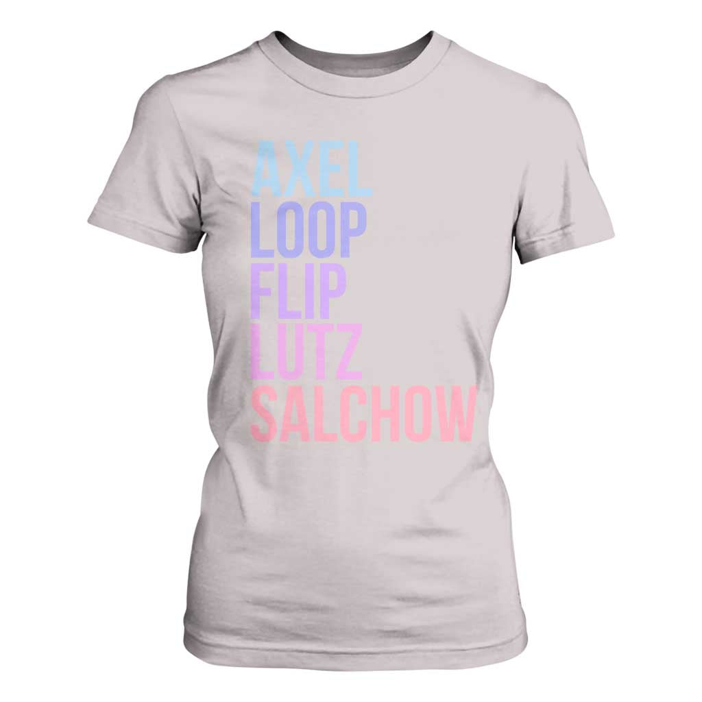 Figure Skating Lovers T Shirt For Women Funny Axel Loop Flip Lutz Salchow TS11 Ice Gray Print Your Wear