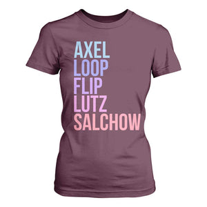 Figure Skating Lovers T Shirt For Women Funny Axel Loop Flip Lutz Salchow TS11 Maroon Print Your Wear