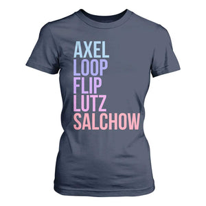 Figure Skating Lovers T Shirt For Women Funny Axel Loop Flip Lutz Salchow TS11 Navy Print Your Wear