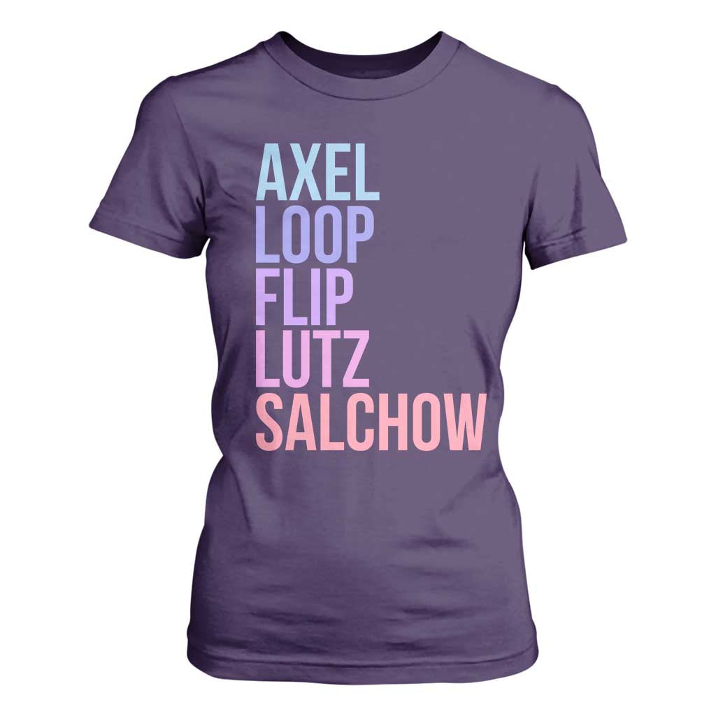 Figure Skating Lovers T Shirt For Women Funny Axel Loop Flip Lutz Salchow TS11 Purple Print Your Wear