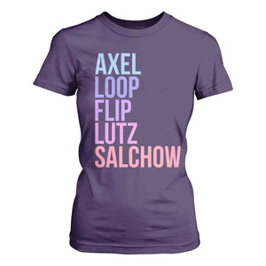 Figure Skating Lovers T Shirt For Women Funny Axel Loop Flip Lutz Salchow TS11 Purple Print Your Wear