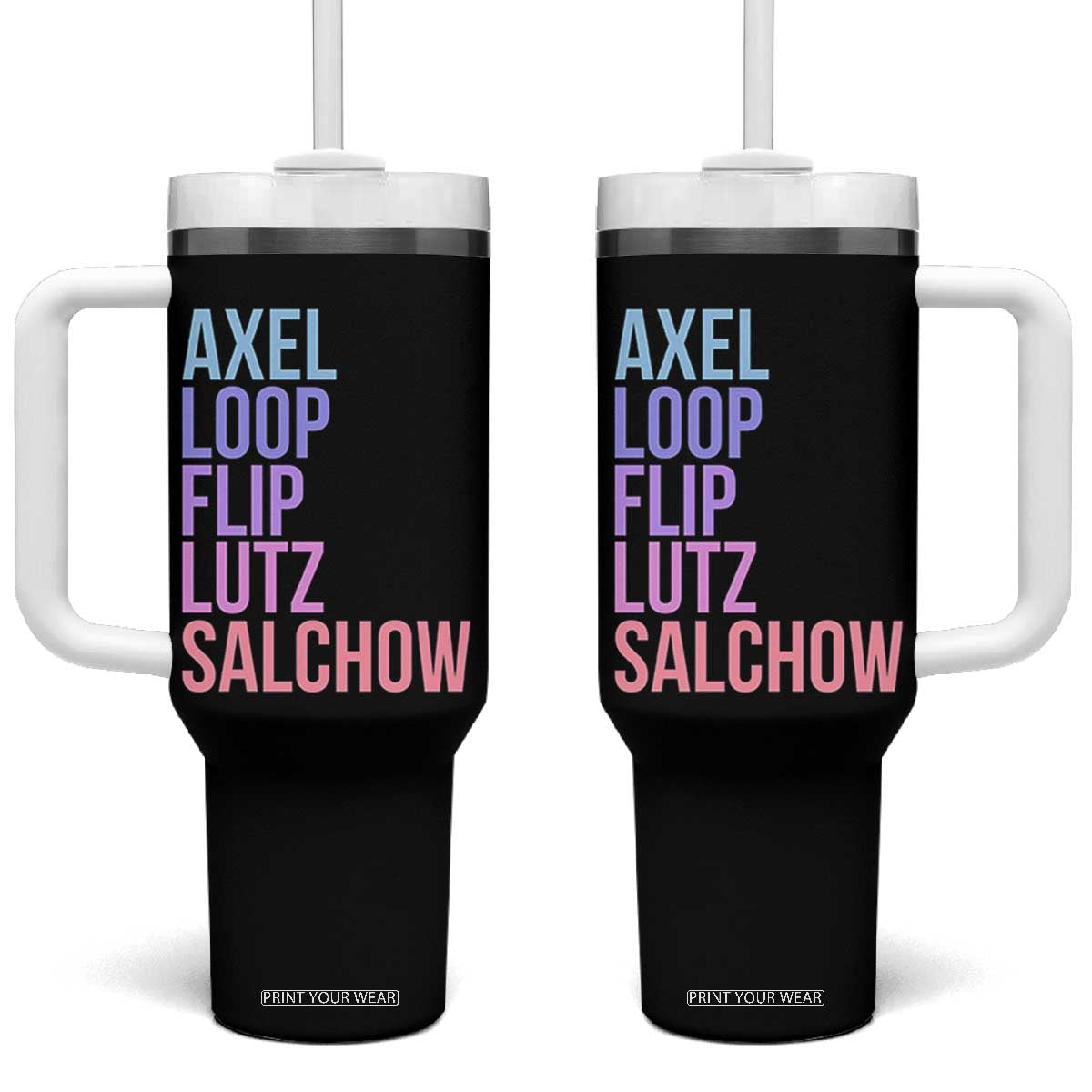 Figure Skating Lovers Tumbler With Handle Funny Axel Loop Flip Lutz Salchow TS11 One Size: 40 oz Black Print Your Wear