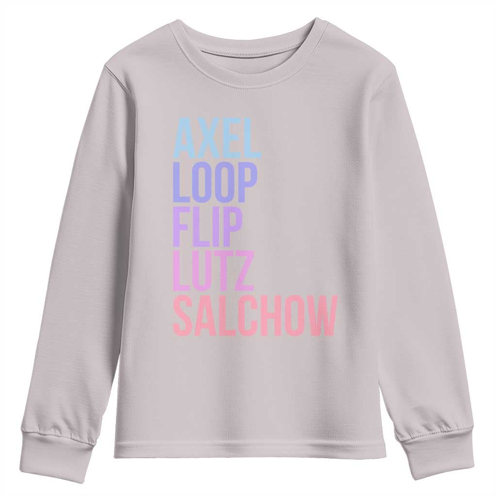 Figure Skating Lovers Youth Sweatshirt Funny Axel Loop Flip Lutz Salchow TS11 Ice Gray Print Your Wear