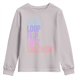 Figure Skating Lovers Youth Sweatshirt Funny Axel Loop Flip Lutz Salchow TS11 Ice Gray Print Your Wear