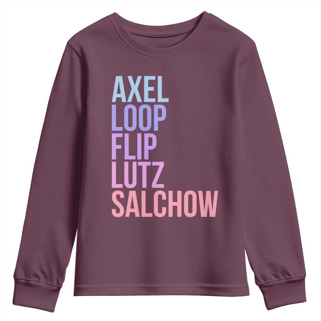 Figure Skating Lovers Youth Sweatshirt Funny Axel Loop Flip Lutz Salchow TS11 Maroon Print Your Wear