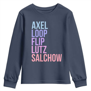 Figure Skating Lovers Youth Sweatshirt Funny Axel Loop Flip Lutz Salchow TS11 Navy Print Your Wear