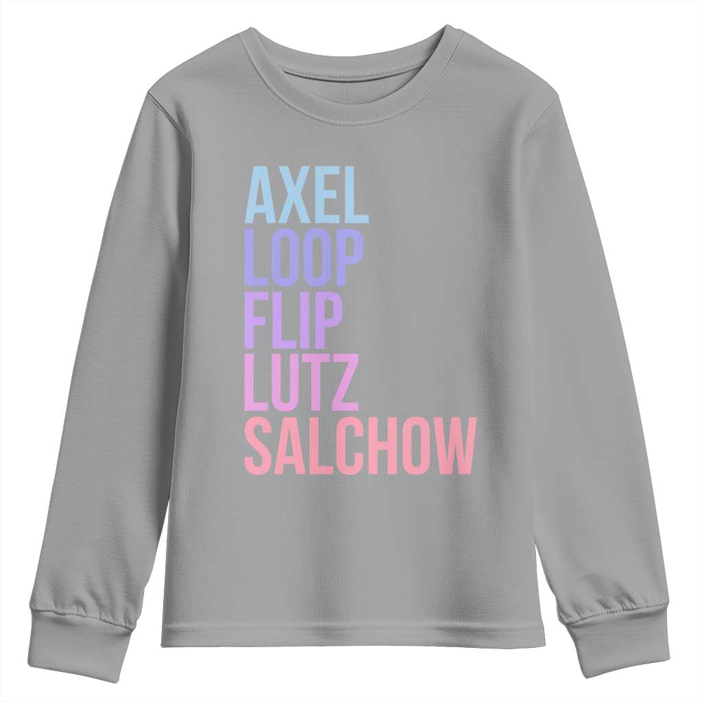 Figure Skating Lovers Youth Sweatshirt Funny Axel Loop Flip Lutz Salchow TS11 Sport Gray Print Your Wear