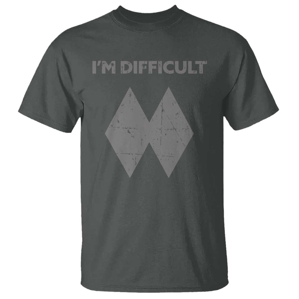 Funny Ski Snowboard T Shirt I'm Difficult Double Black Diamonds TS11 Dark Heather Print Your Wear