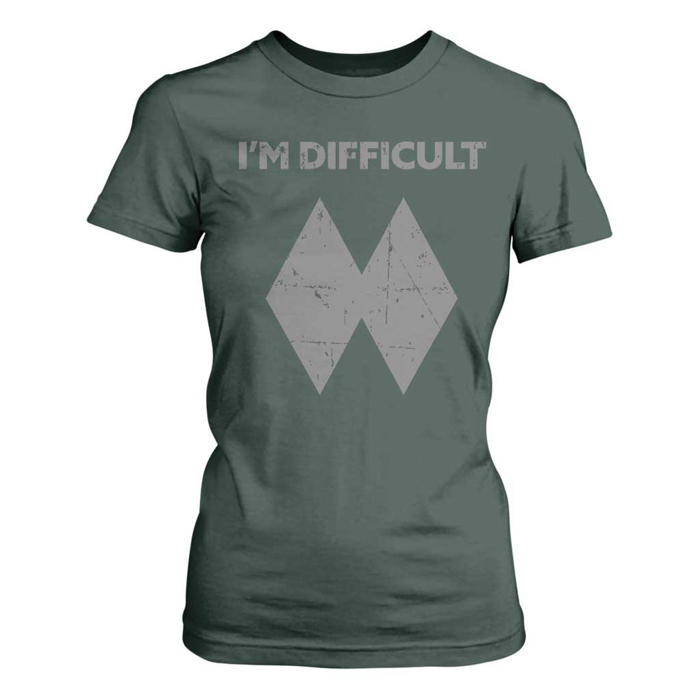 Funny Ski Snowboard T Shirt For Women I'm Difficult Double Black Diamonds TS11 Dark Forest Green Print Your Wear