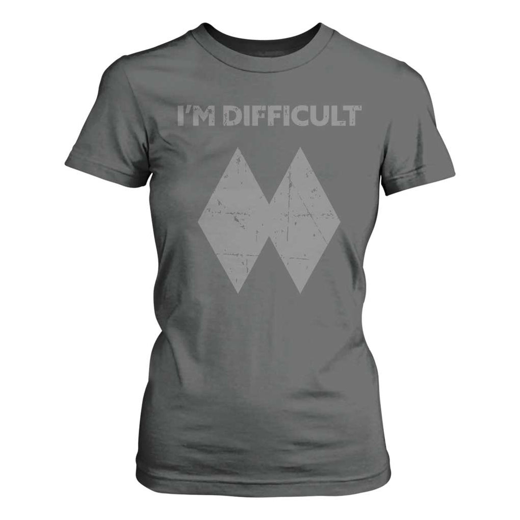 Funny Ski Snowboard T Shirt For Women I'm Difficult Double Black Diamonds TS11 Dark Heather Print Your Wear