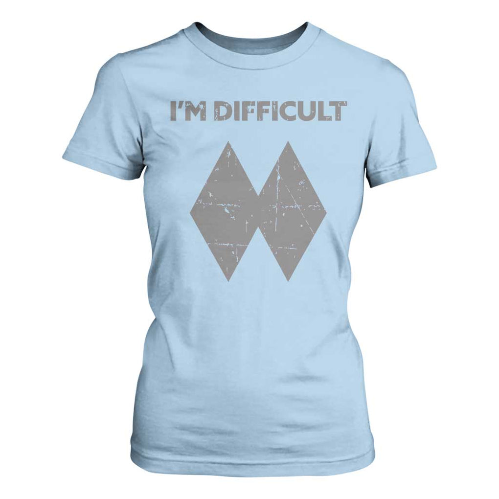 Funny Ski Snowboard T Shirt For Women I'm Difficult Double Black Diamonds TS11 Light Blue Print Your Wear