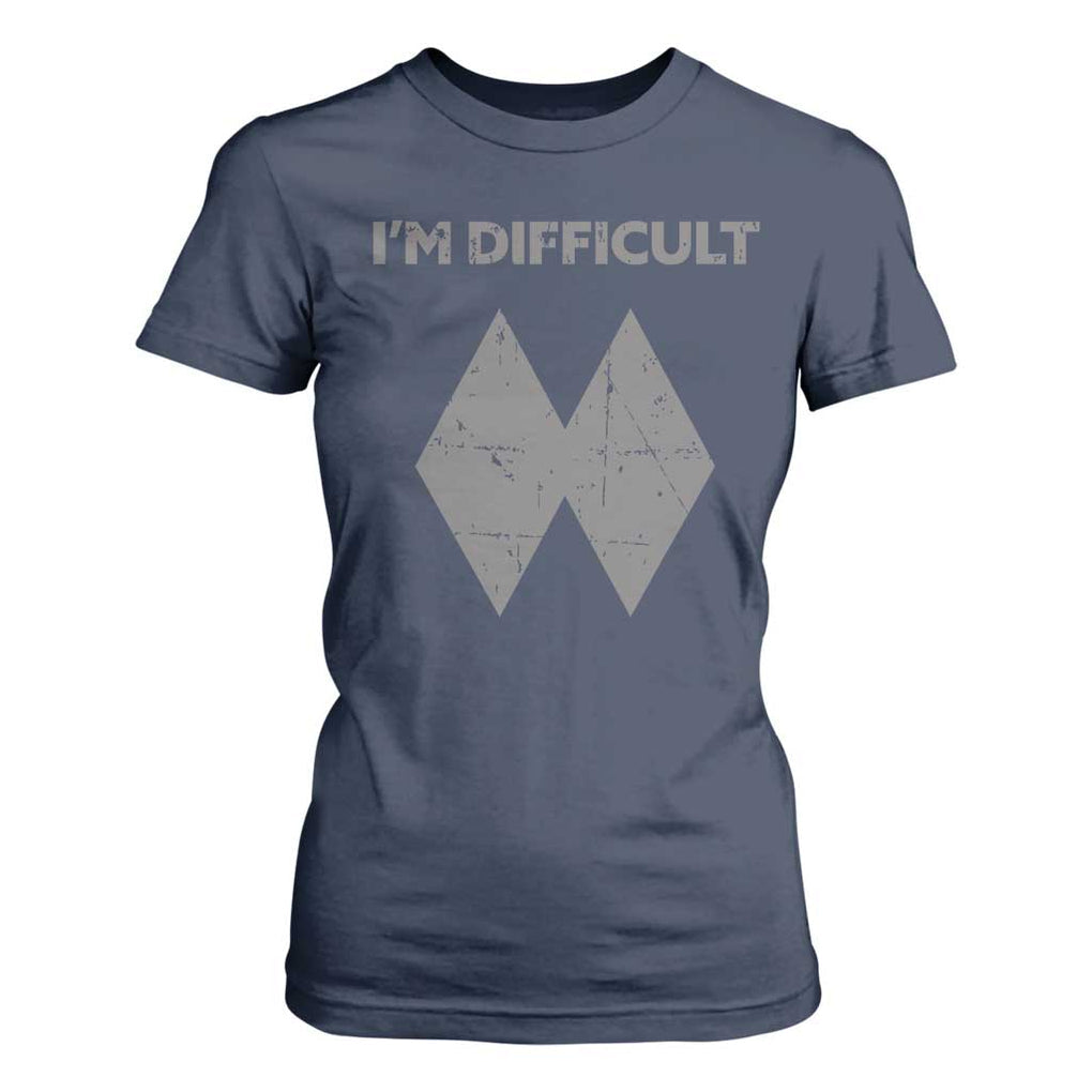 Funny Ski Snowboard T Shirt For Women I'm Difficult Double Black Diamonds TS11 Navy Print Your Wear