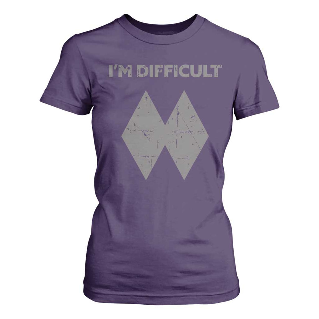 Funny Ski Snowboard T Shirt For Women I'm Difficult Double Black Diamonds TS11 Purple Print Your Wear