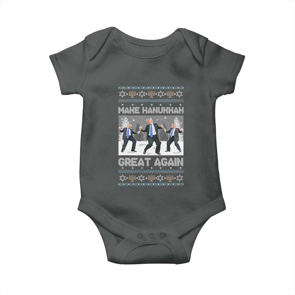 Funny Make Hanukkah Great Again Trump Baby Onesie Menorah David Stars TS11 Dark Heather Print Your Wear