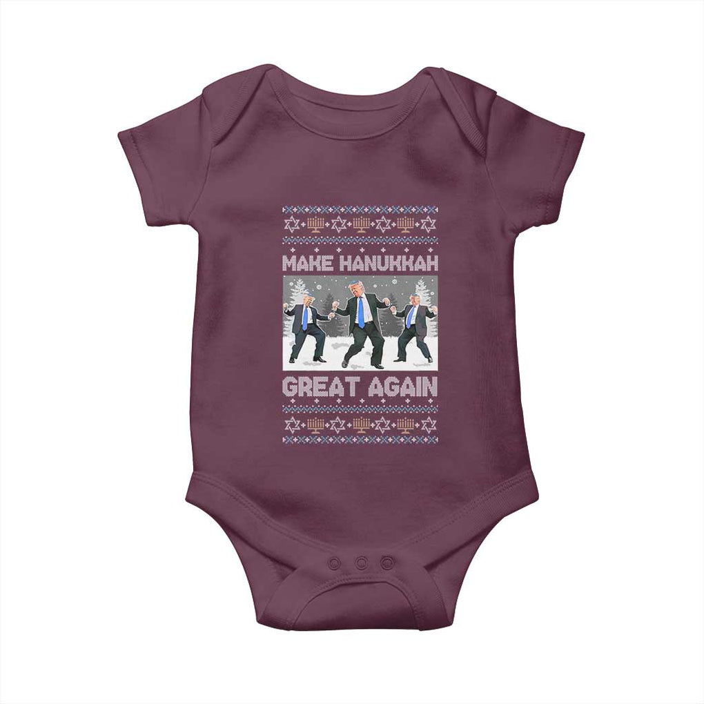 Funny Make Hanukkah Great Again Trump Baby Onesie Menorah David Stars TS11 Maroon Print Your Wear
