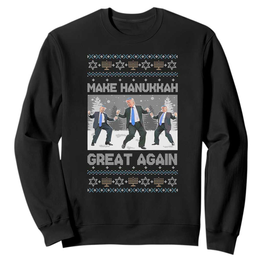 Funny Make Hanukkah Great Again Trump Sweatshirt Menorah David Stars TS11 Black Print Your Wear