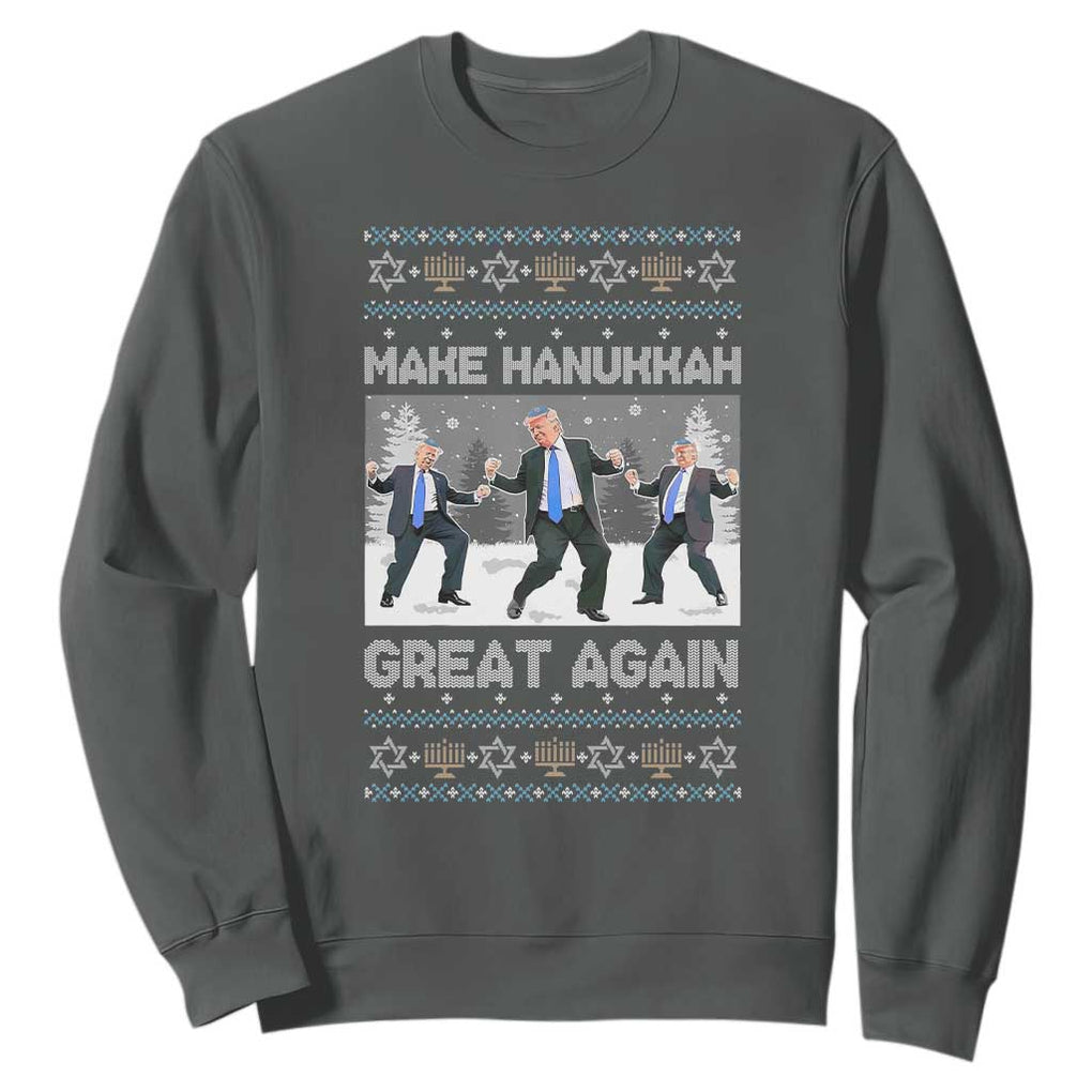 Funny Make Hanukkah Great Again Trump Sweatshirt Menorah David Stars TS11 Dark Heather Print Your Wear